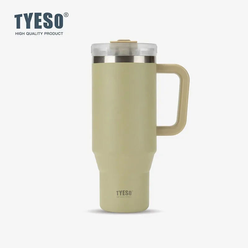 Stay Hot or Cold All Day | Stainless Steel Travel Mug with Handle & Straw