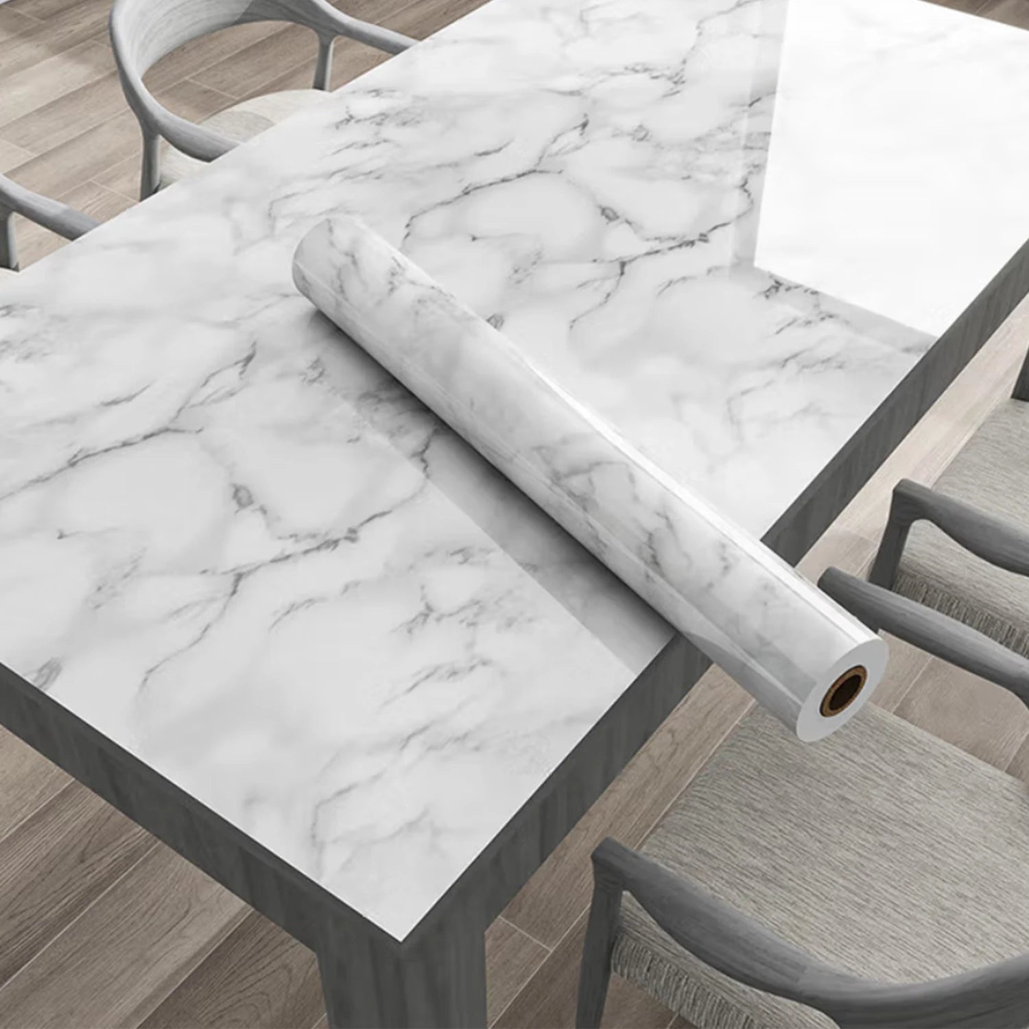 55cm Marble Self-Adhesive Wallpaper – Waterproof PVC Contact Paper for Kitchen, Cabinets & Home Decor