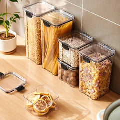 Sealed Jars Kitchen GraAirtight Kitchen Storage Jars Set – Large Plastic Food Storage Containers for Grains, Rice & Seasoningsin Storage Organizer Large Tank Plastic Moisture-proof Storage Box Household Seasoning Jars Set 2030