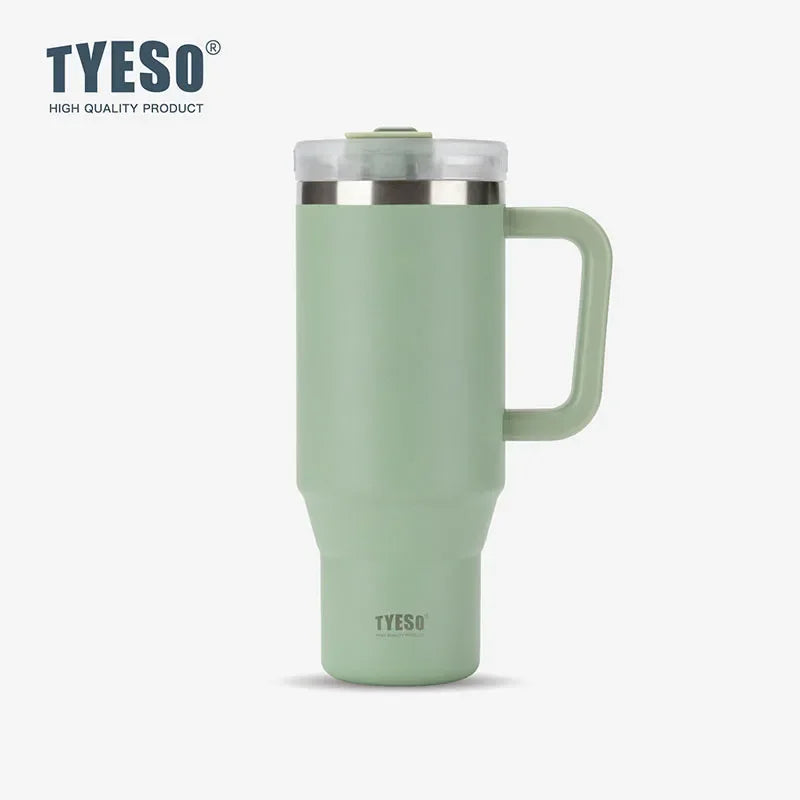 Stay Hot or Cold All Day | Stainless Steel Travel Mug with Handle & Straw