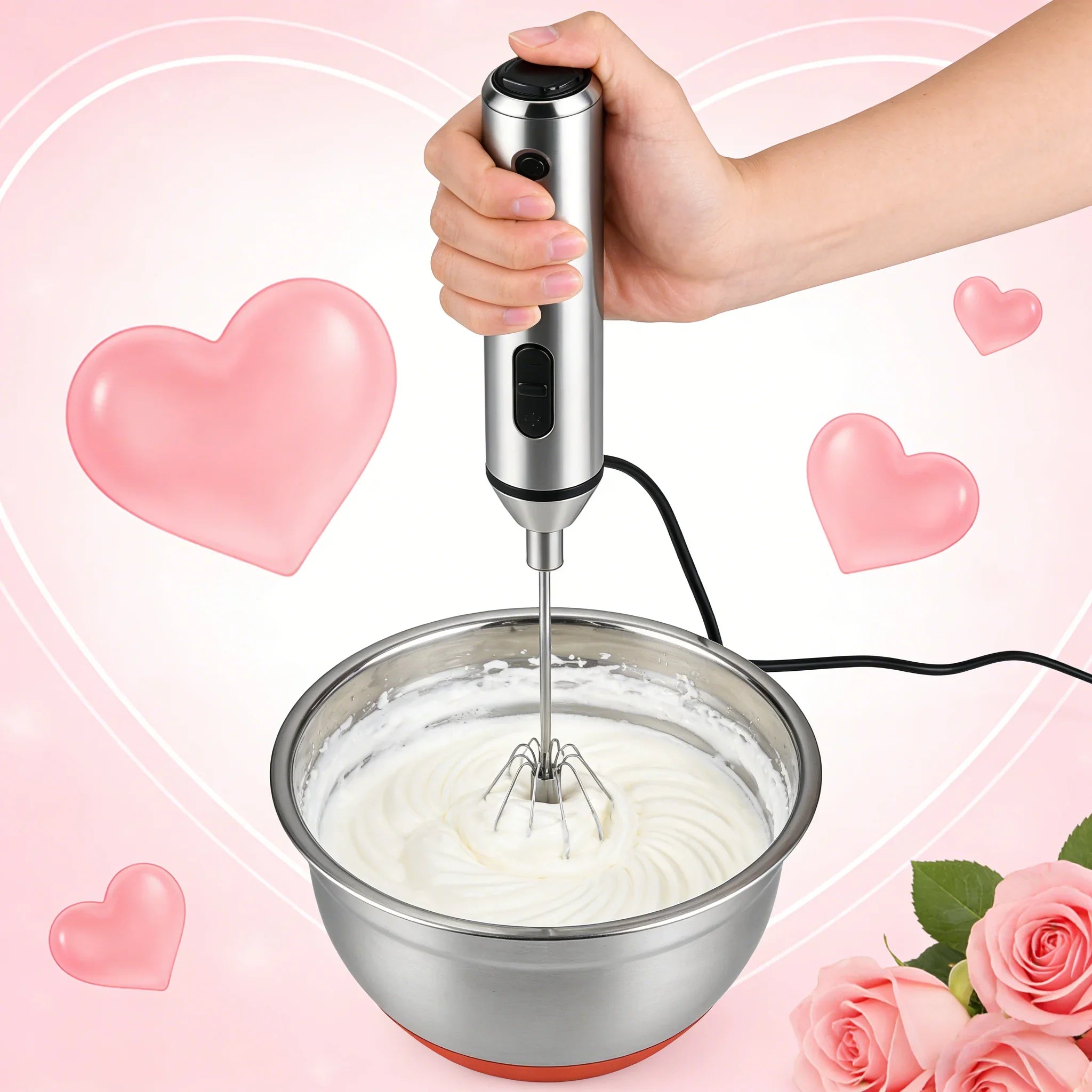 Premium Stainless Steel Push Whisk – Semi-Automatic Hand Mixer