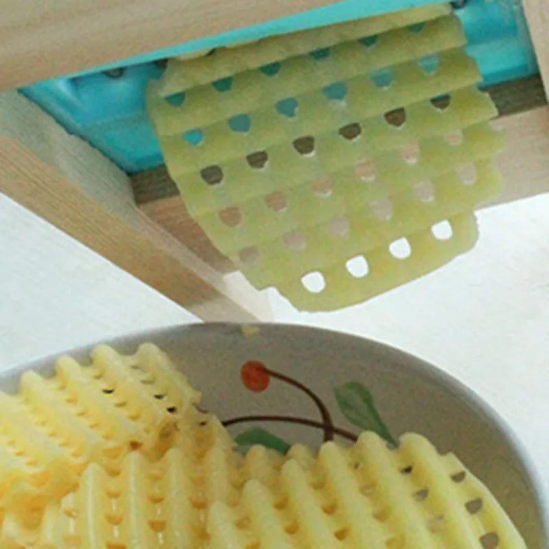 Stainless Steel Potato Cutter & Grater with Wooden Handle and Hand Guard