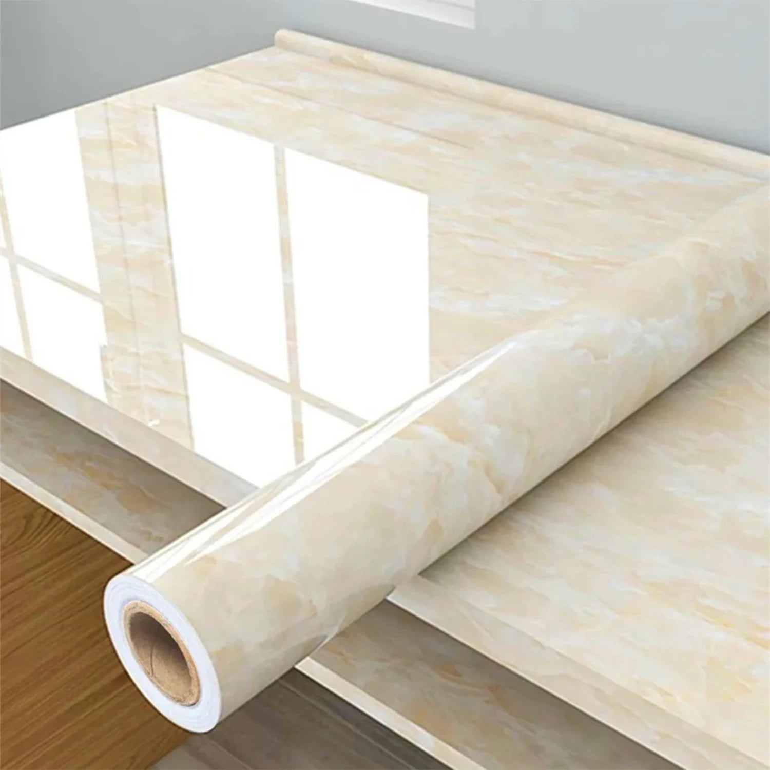 55cm Marble Self-Adhesive Wallpaper – Waterproof PVC Contact Paper for Kitchen, Cabinets & Home Decor