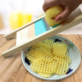 Stainless Steel Potato Cutter & Grater with Wooden Handle and Hand Guard