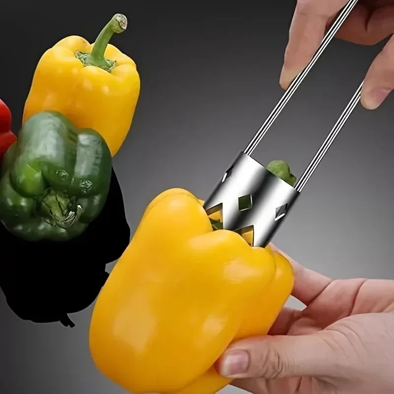 Stainless Steel Corers Portable Core Remover Fruit and Vegetable Core Extractor Kitchen Tools for Pitting Chili Peppers Melons